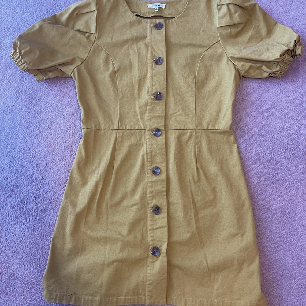 Mustard Puff Sleeve Dress